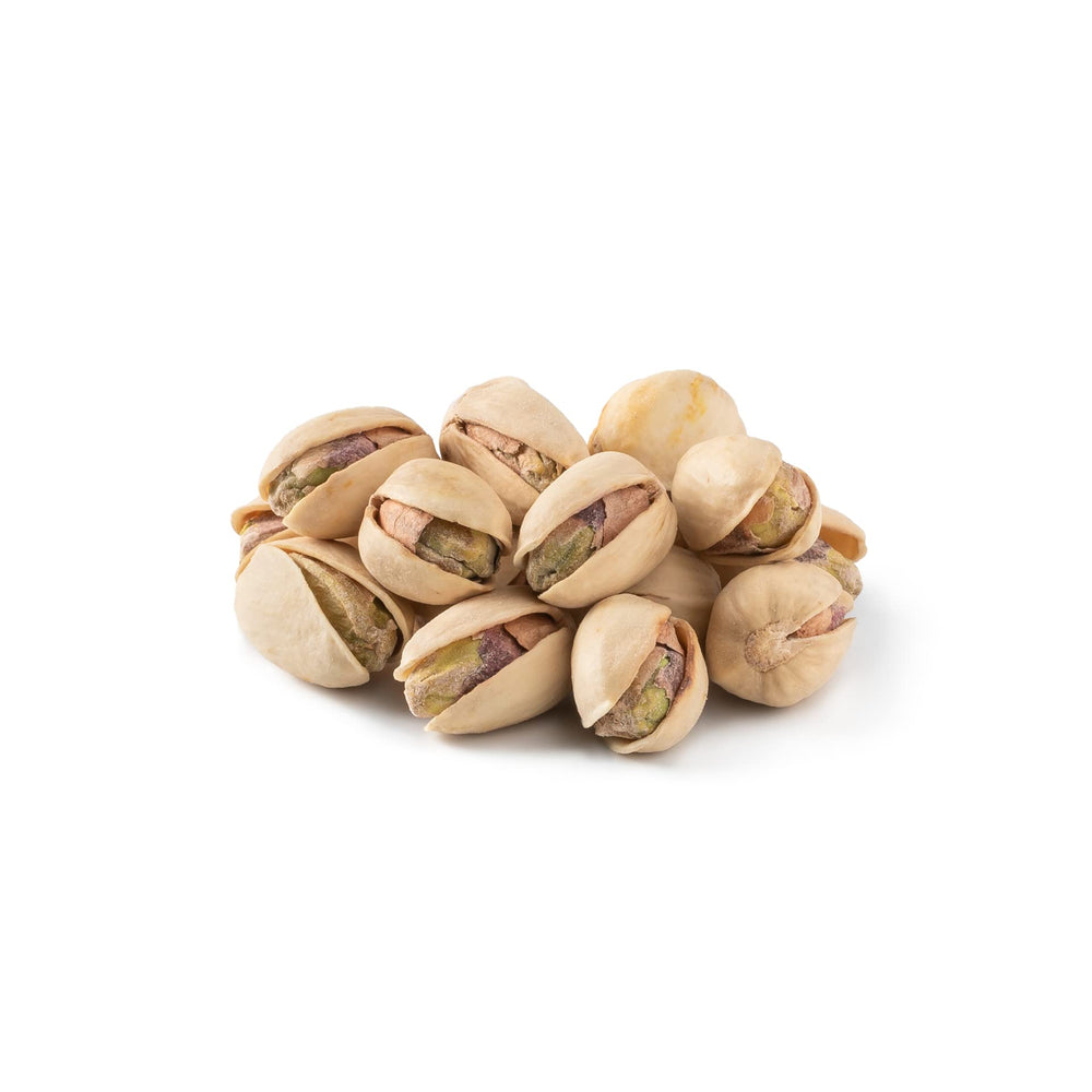 NUTS U.S. front packaging showing resealable 2 lb bag and jumbo pistachios benefit freshness