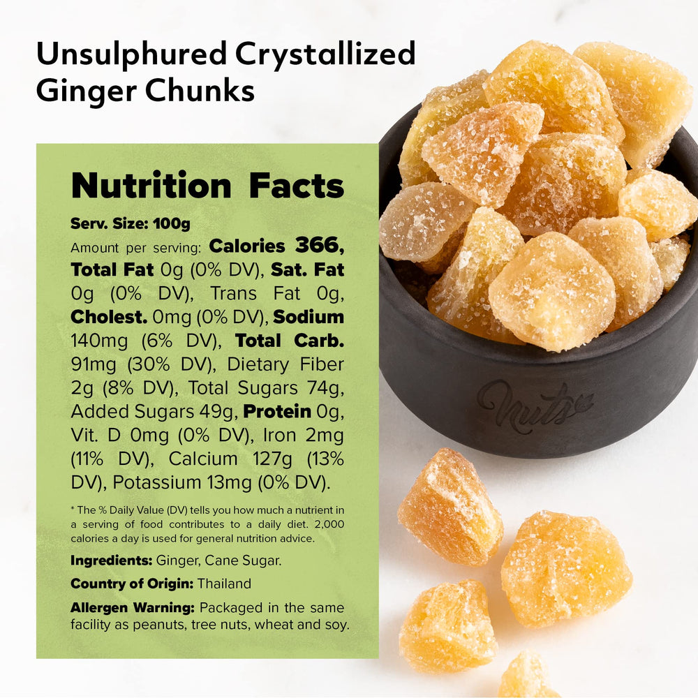 NUTS U.S. ginger chunks on cheese board offering flavorful snack pairing