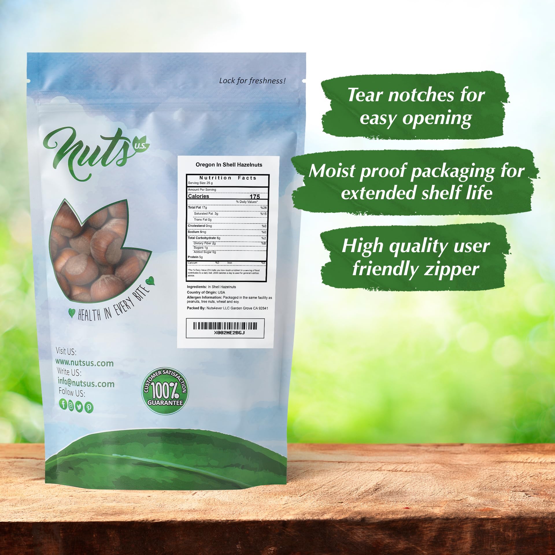 NUTS U.S. cracked hazelnut kernel revealing buttery interior and flavor