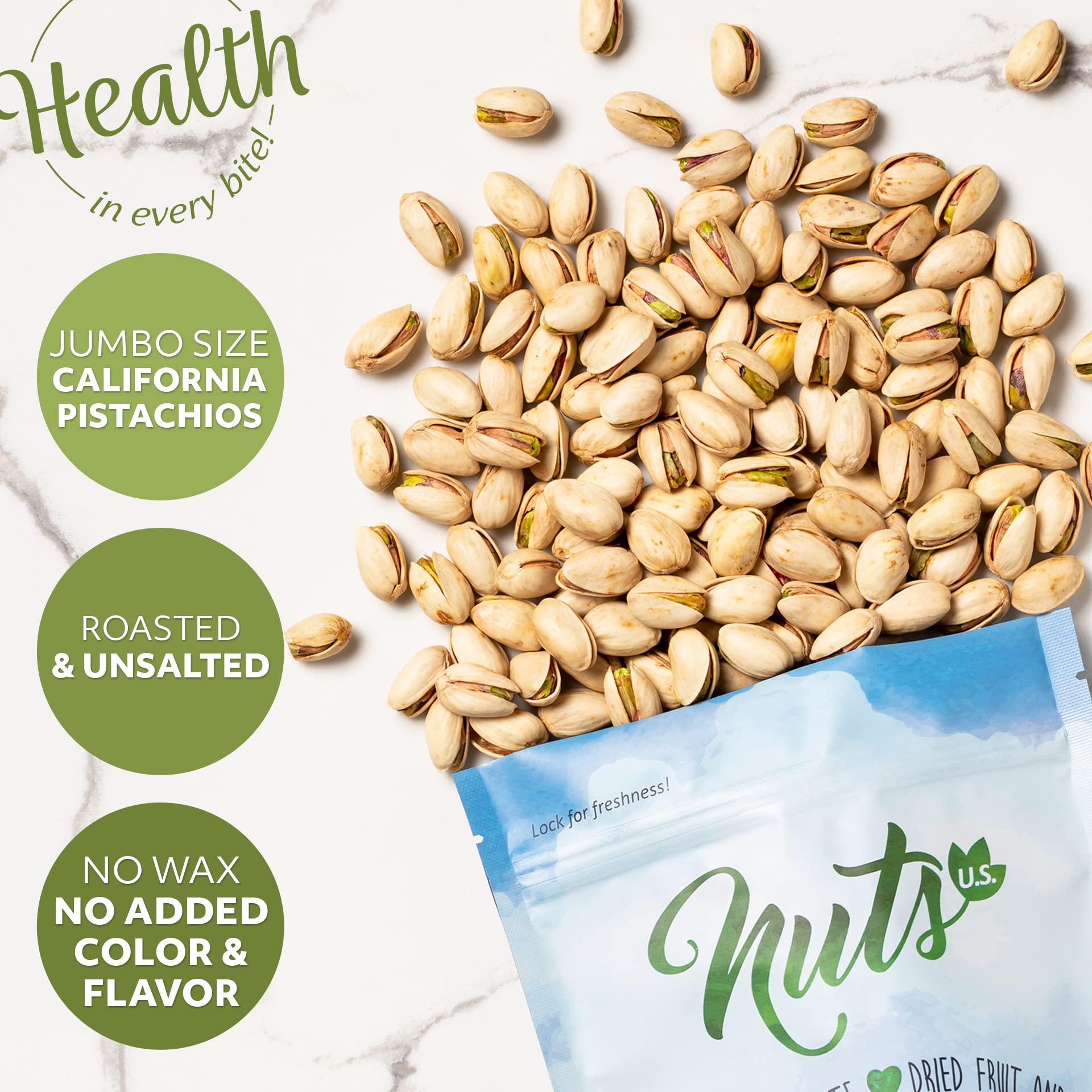 NUTS U.S. resealable pouch seal detail preserving crunch and extending shelf life