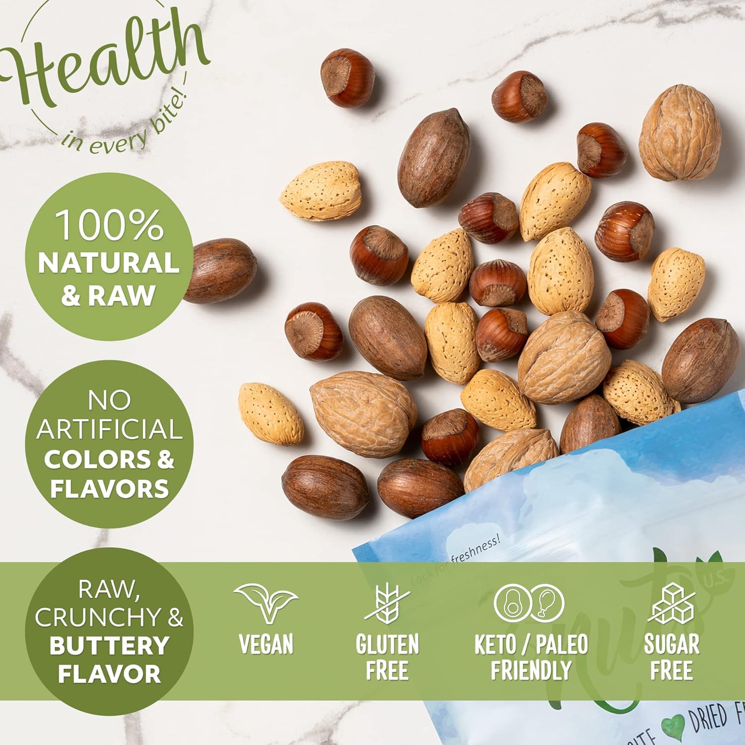 NUTS U.S. hands cracking a shell demonstrating ease of use and interactive snacking benefit