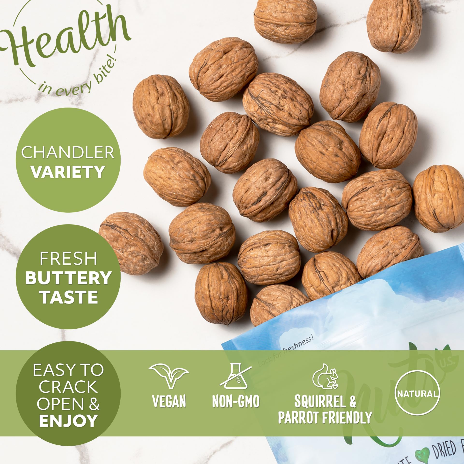 NUTS U.S. walnuts in bowl lifestyle shot suggesting convenient snacking benefit