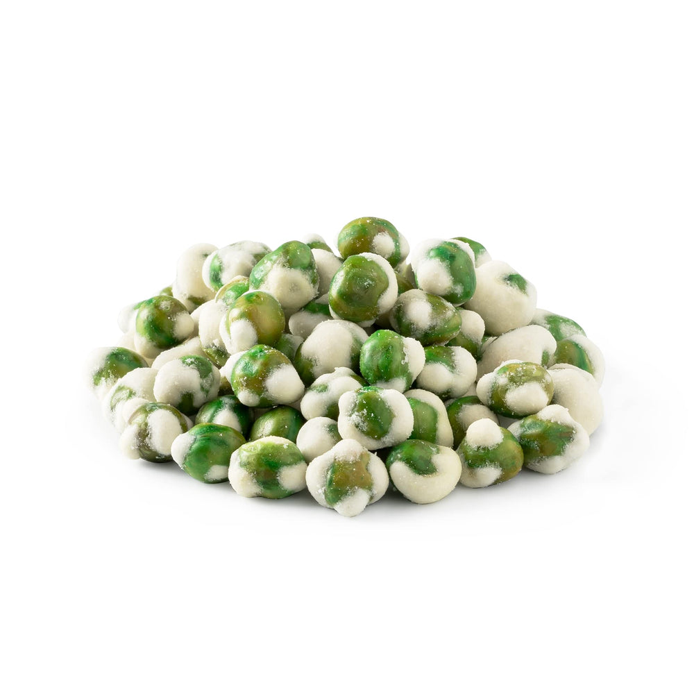 NUTS U.S. front packaging of wasabi coated green peas showing brand and weight and fresh appeal