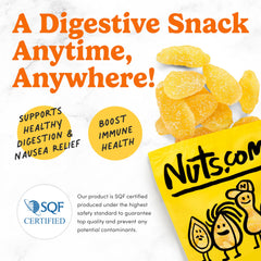 close-up of crystallized ginger texture showing sugary crust and chewy interior by Nuts.com for sensory detail