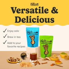 Nuts.com handful of ginger pieces ready to snack with portable convenience