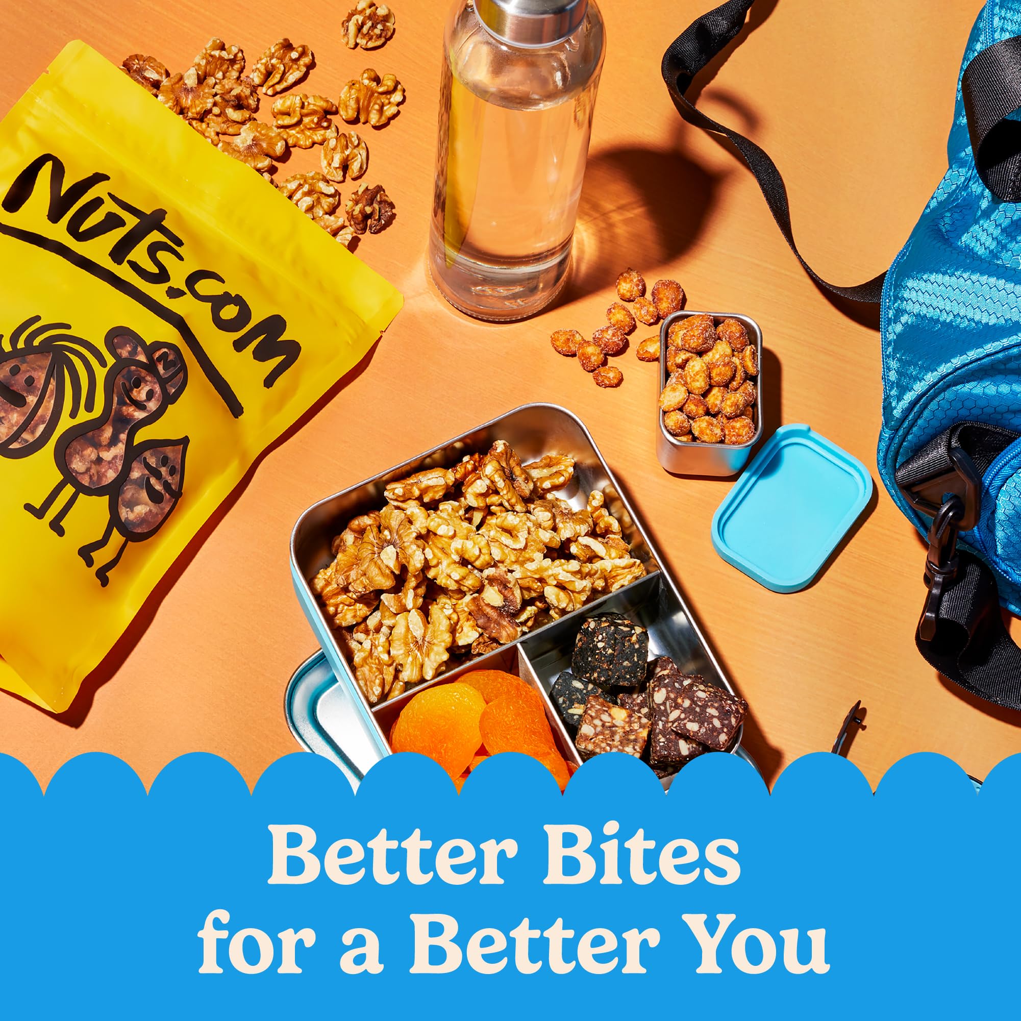 Nuts.com gift box styled setting portraying a presentable organic snack gift