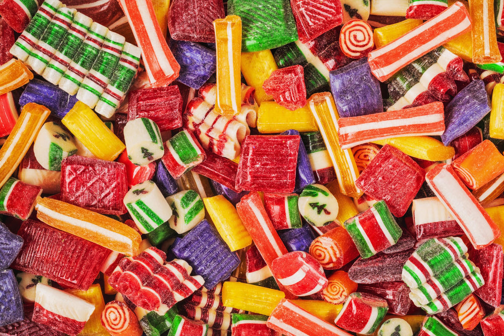 Nuts.com candy used in a holiday table setting adding colorful seasonal charm