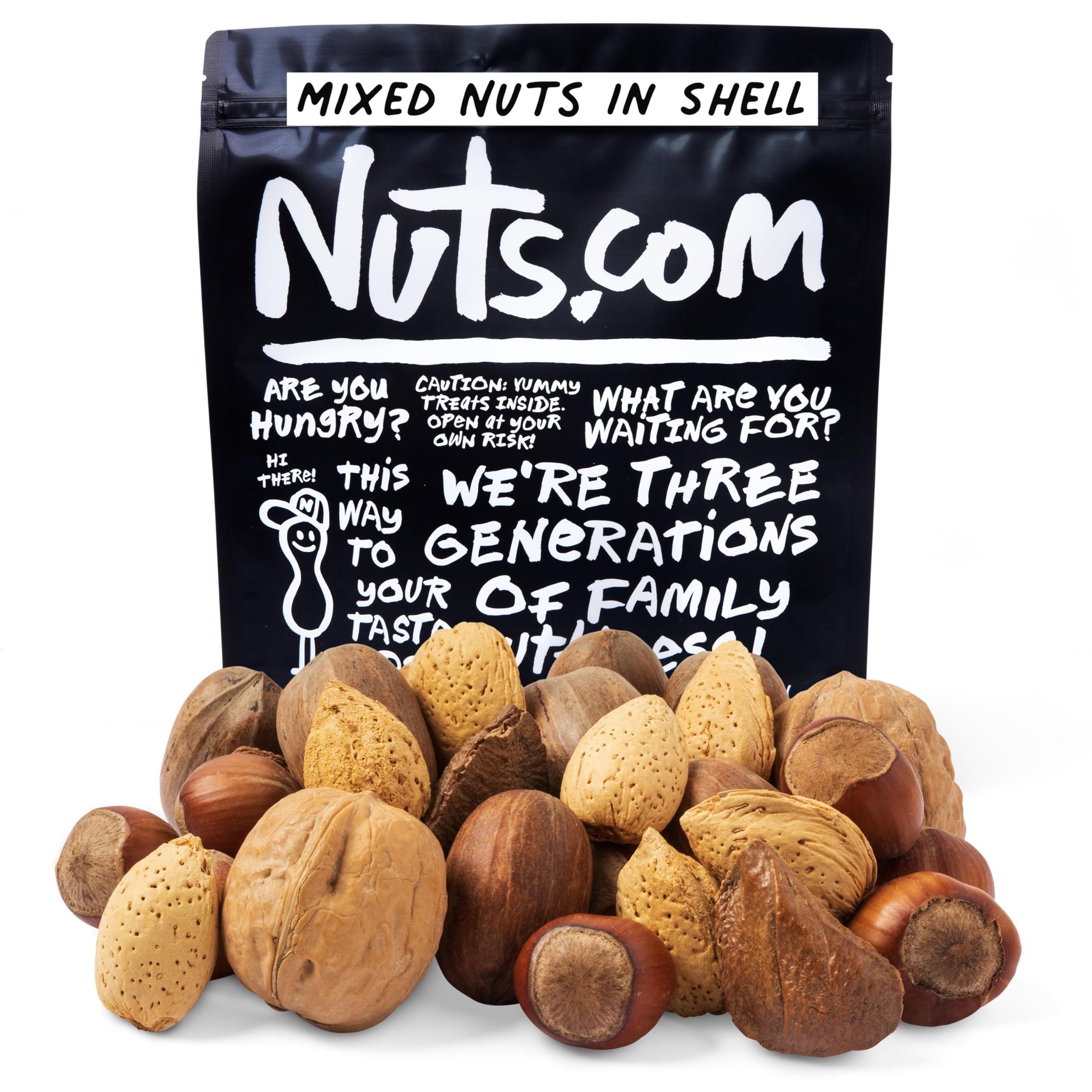 Nuts.com front package showing resealable 2 lb bag for convenient storage