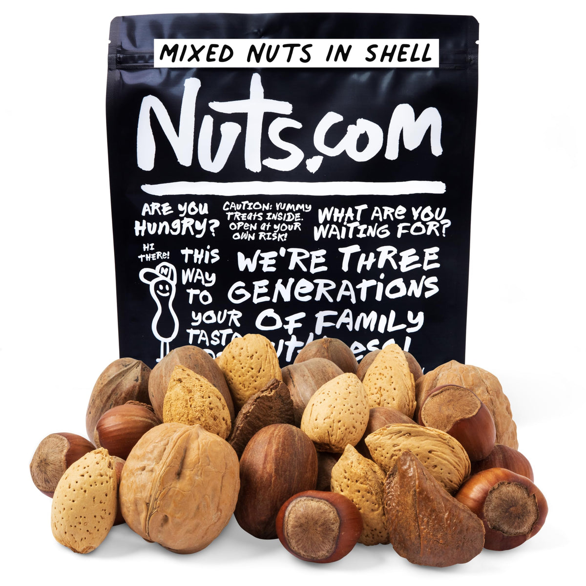 Nuts.com front package showing resealable 2 lb bag for convenient storage