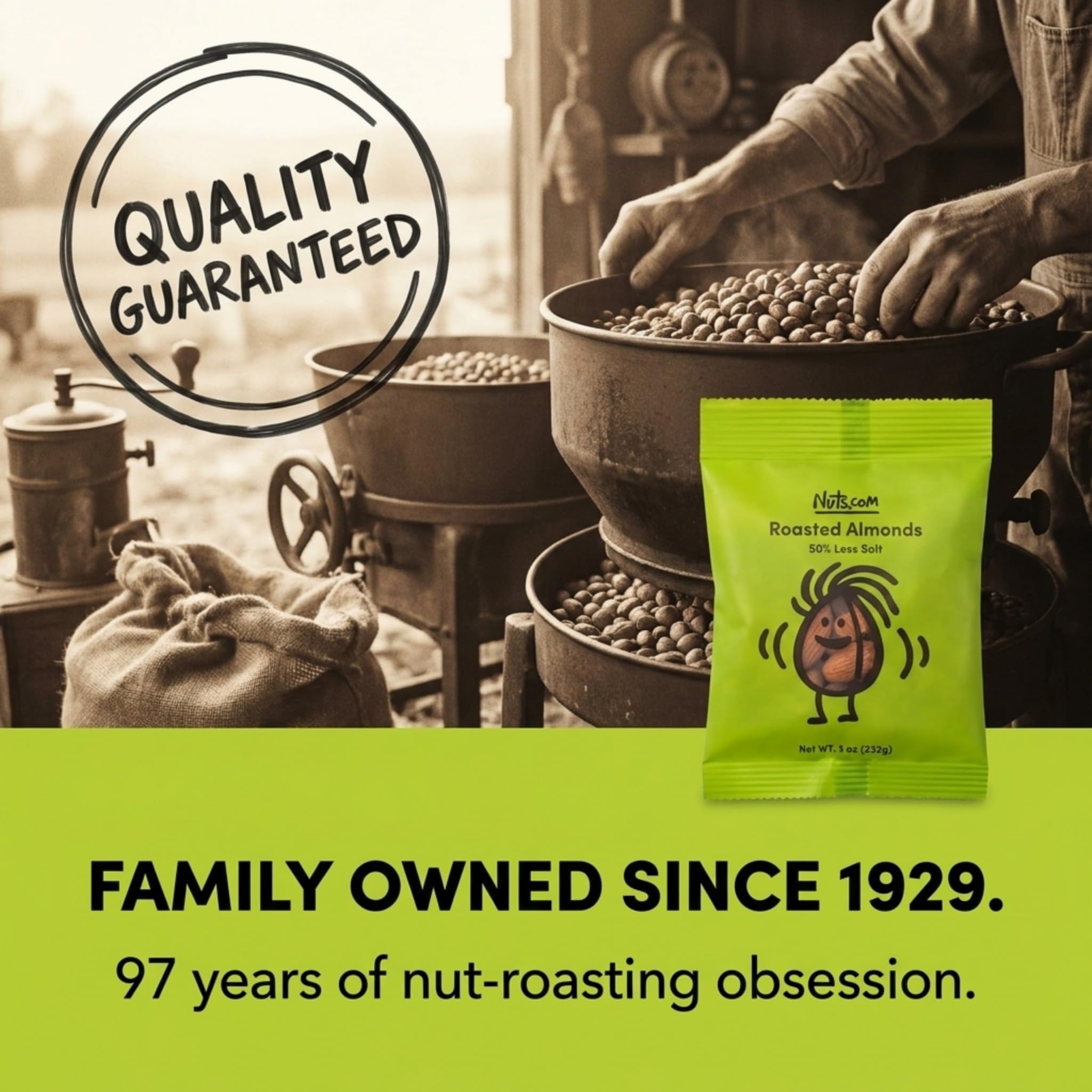 Nuts.com assortment spread with scale comparison to show portion size clarity
