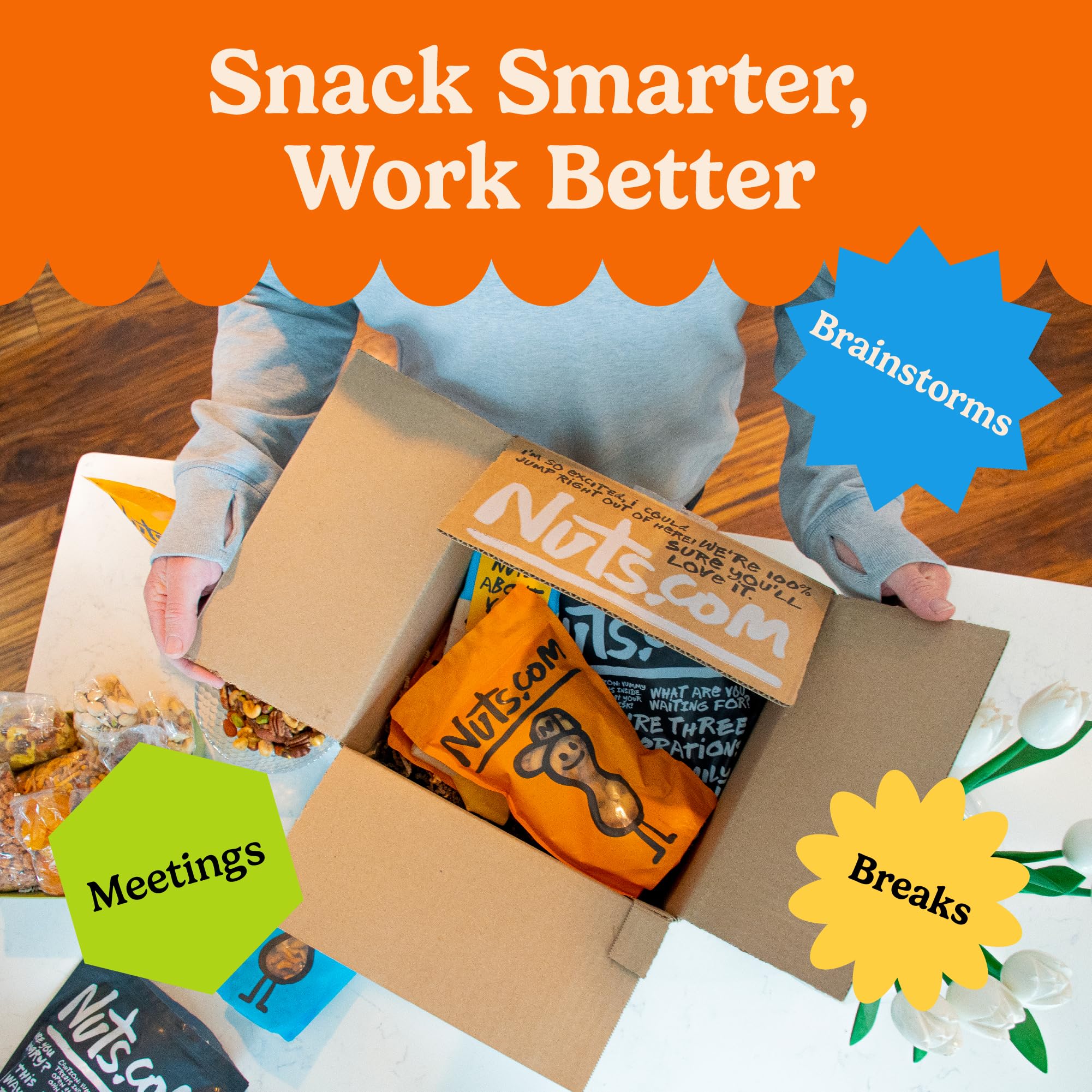 Nuts.com office pantry with snacks displayed for team convenience and quick access