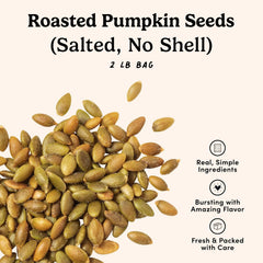 Nuts.com close-up of shelled pumpkin seeds highlighting crunchy texture and flavor benefit