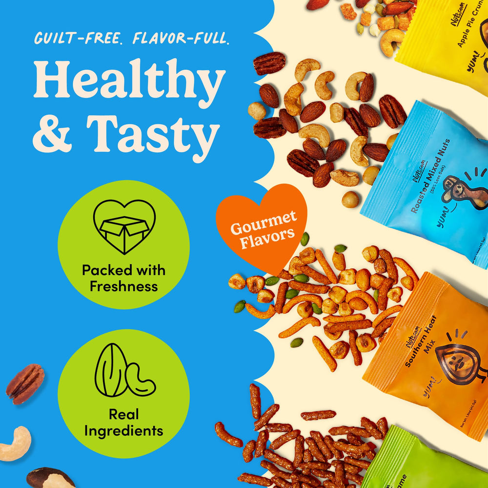 Nuts.com single-serve pouches array for portion control and freshness