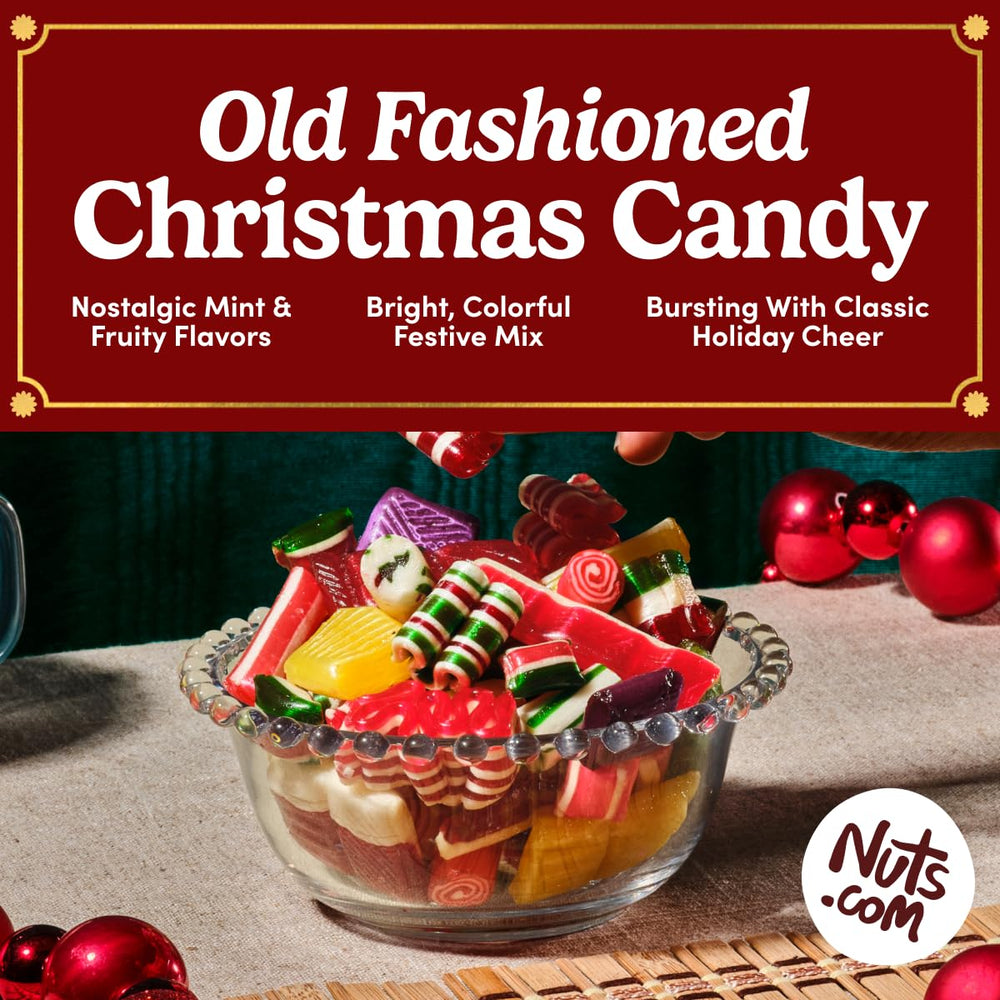 Nuts.com handful of candies showing 2 lb scale and generous party portion