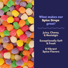 Nuts.com spice drops loose pile highlighting chewy texture and sharing appeal