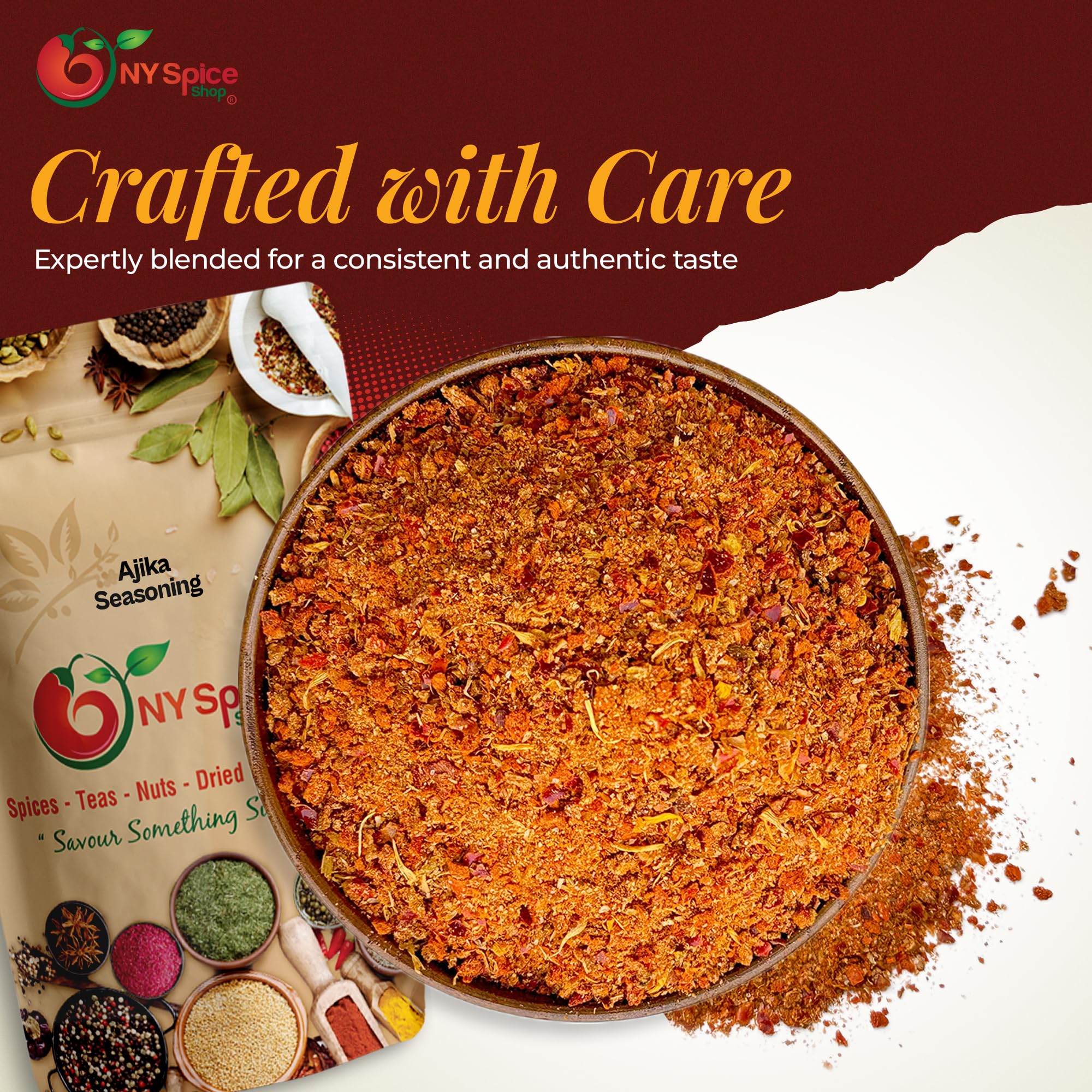 NY Spice Shop ajika poured on spoon highlighting bright color and easy measuring for cooking