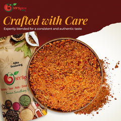 NY Spice Shop ajika poured on spoon highlighting bright color and easy measuring for cooking