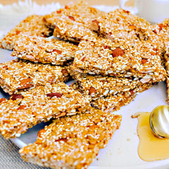 NY Spice Shop brittle bar snapped to show crisp texture and satisfying crunch