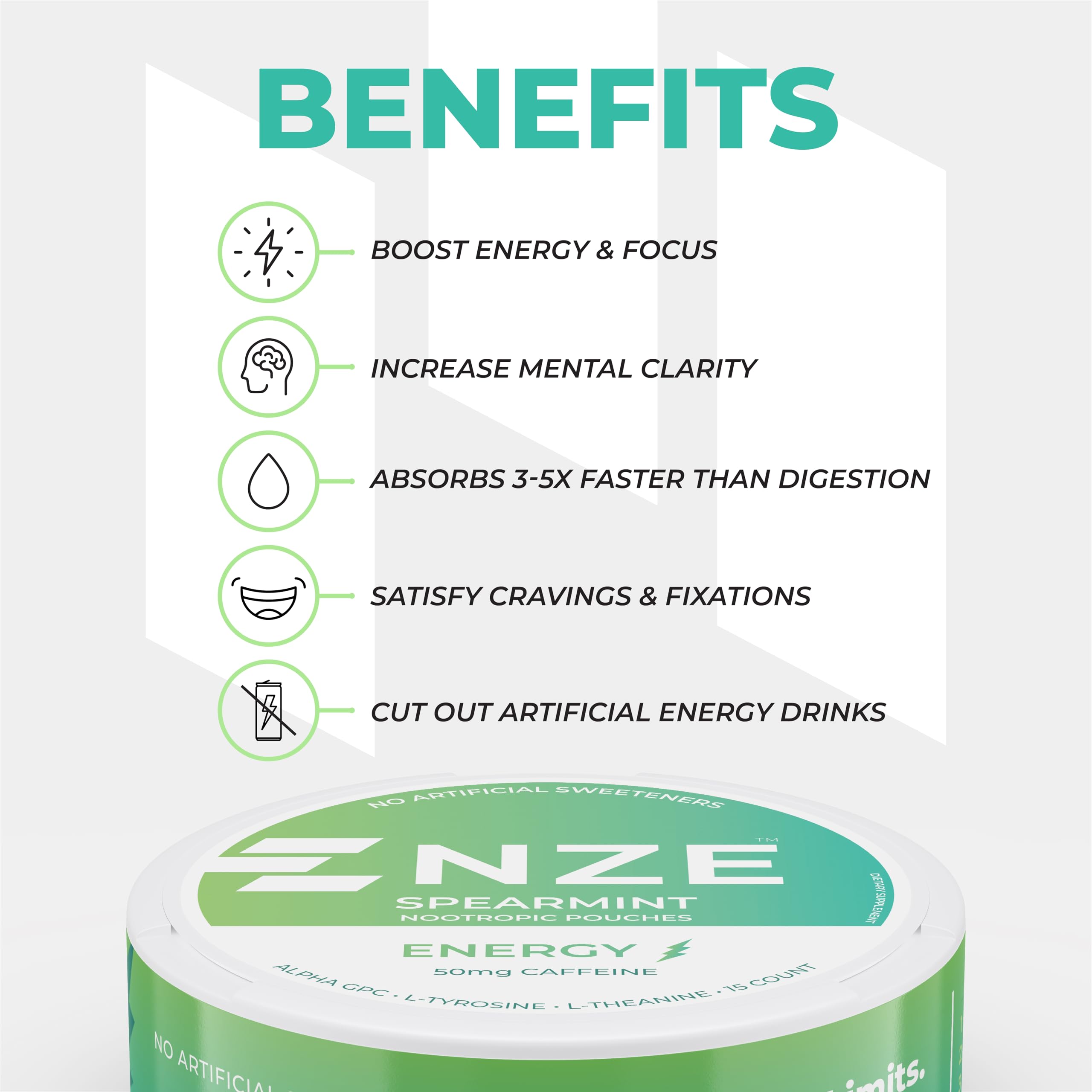 Person using an NZE pouch for discreet, sugar-free energy on demand