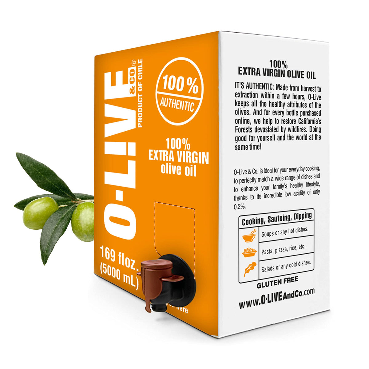 O-Live & Co. front packaging 5L showing eco-friendly refill benefits