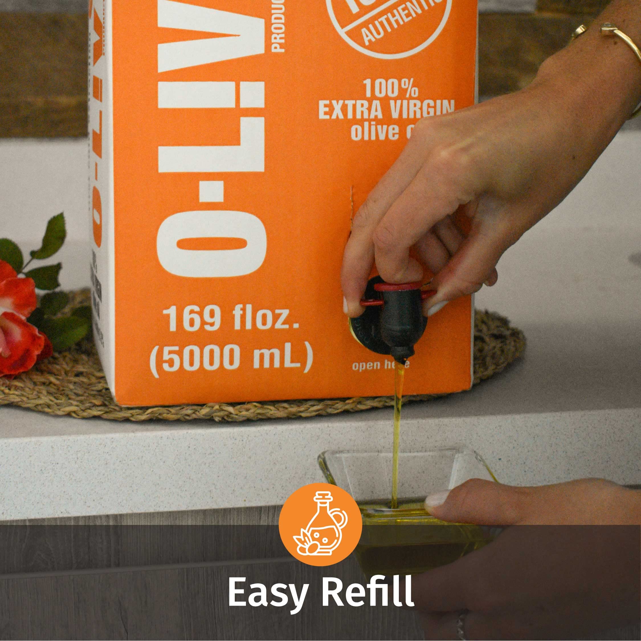 O-Live & Co. label showing single-origin and new-harvest advantage