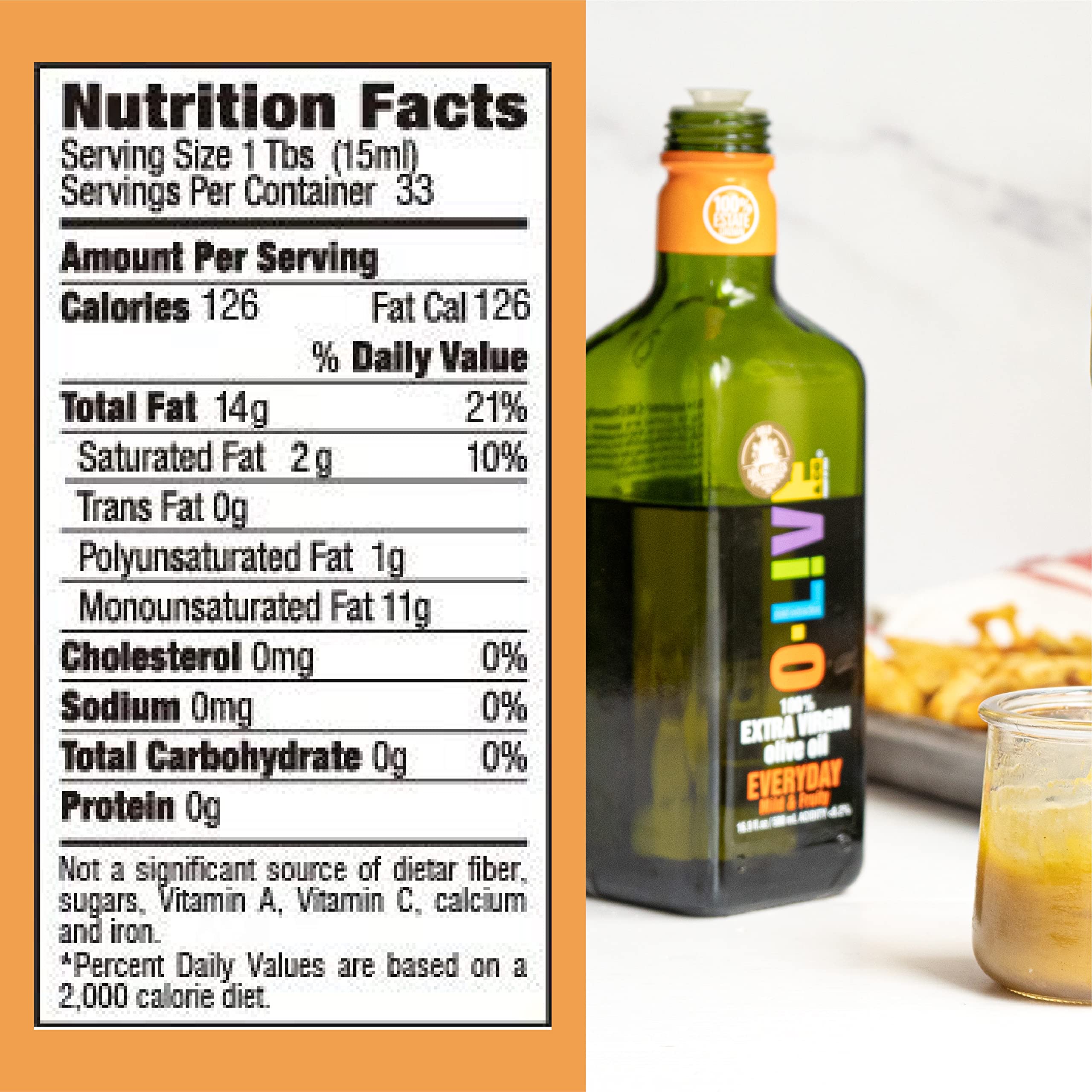 O-Live & Co. bottle on kitchen counter in a lifestyle scene for everyday versatility