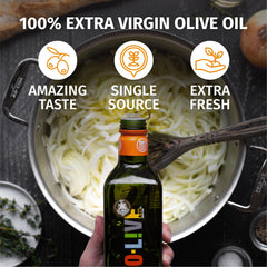 O-Live & Co. pouring over a salad to add bright flavor and finishing richness