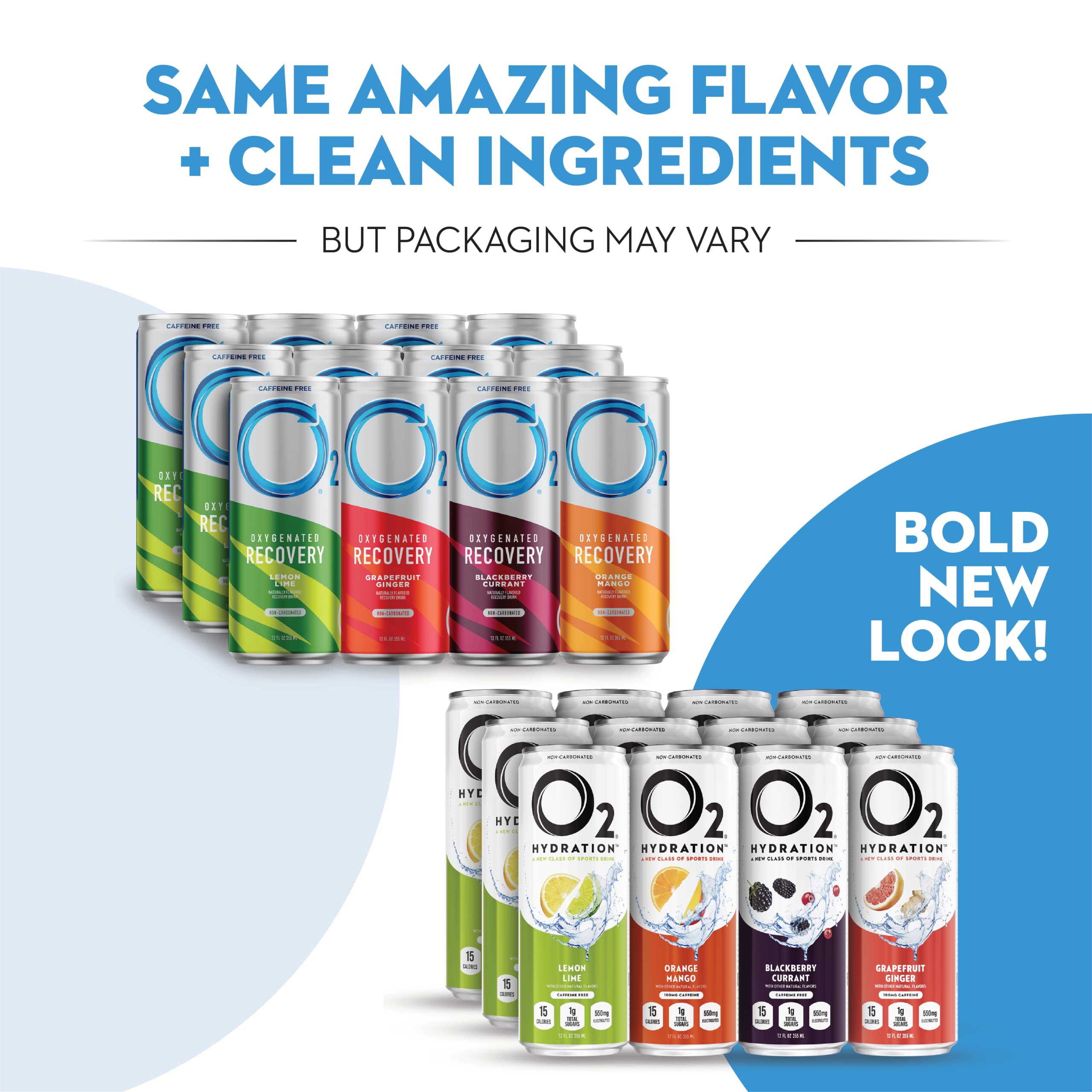 O2 ingredient layout with monk fruit and green coffee beans showing natural benefits