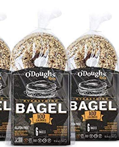 O'Dough everything thins front pack showing seasoning and convenient presliced benefit