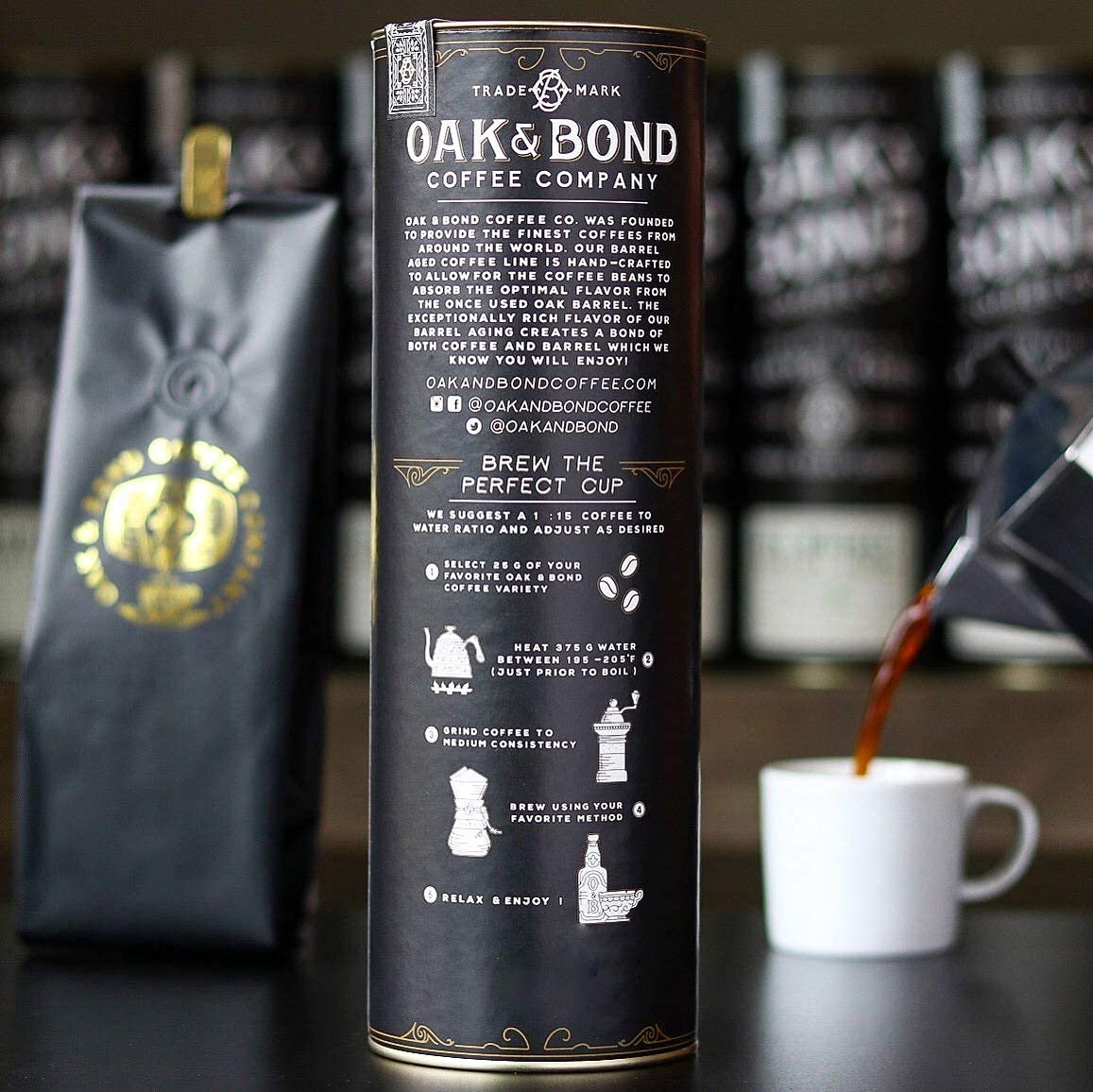Oak & Bond pour over brewing showing clarity and flavor balance