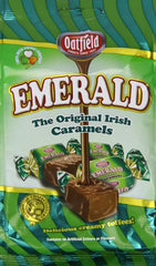 Oatfield Emerald close-up of caramel center and chocolate coating highlighting creamy texture