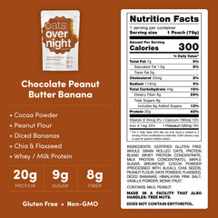 Oats Overnight texture close-up highlighting oats, cacao and banana pieces