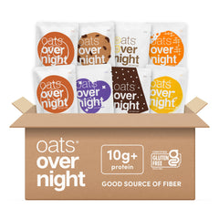 Oats Overnight front packaging showing variety pack for quick breakfasts