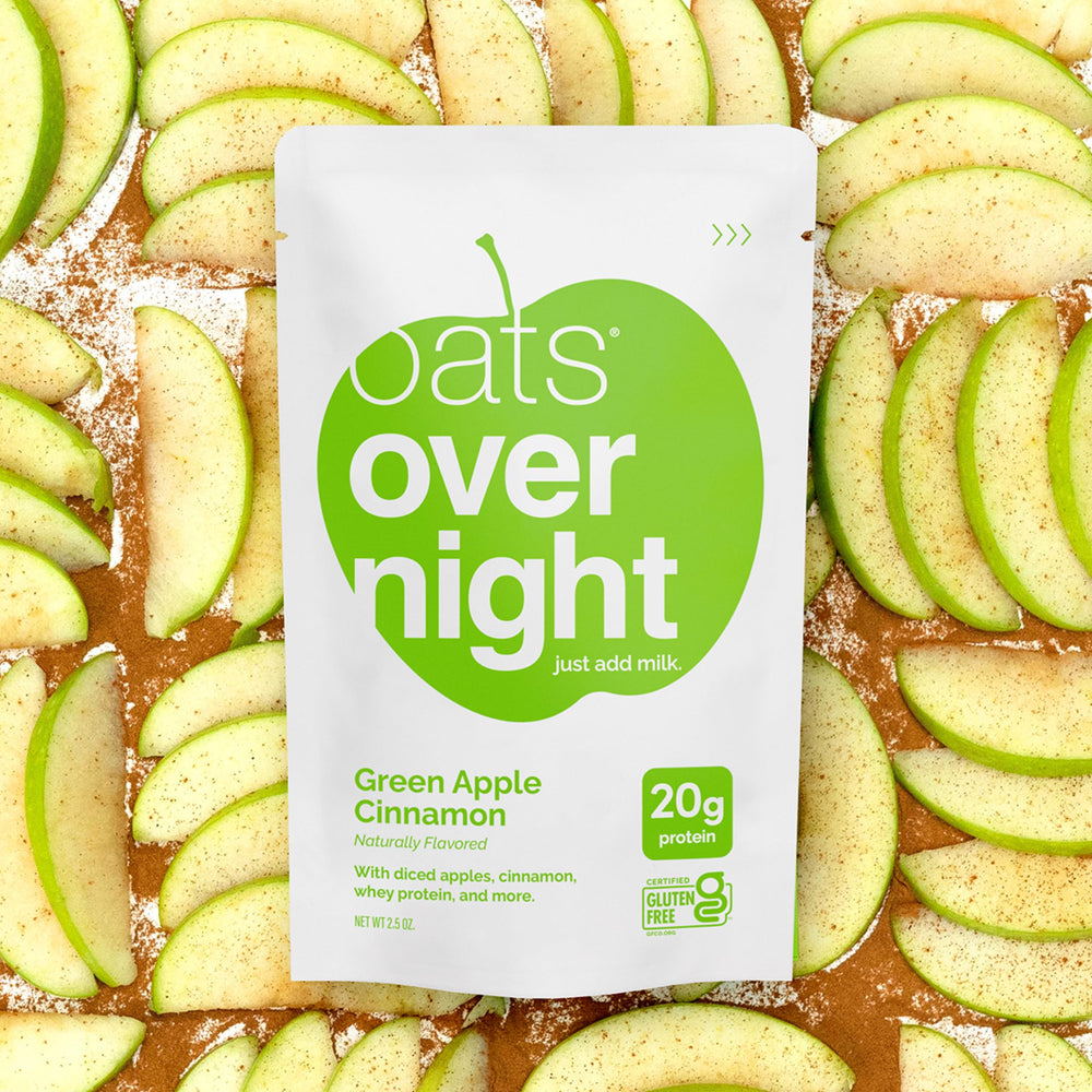 Oats Overnight pouch beside smartphone showing compact travel-friendly size