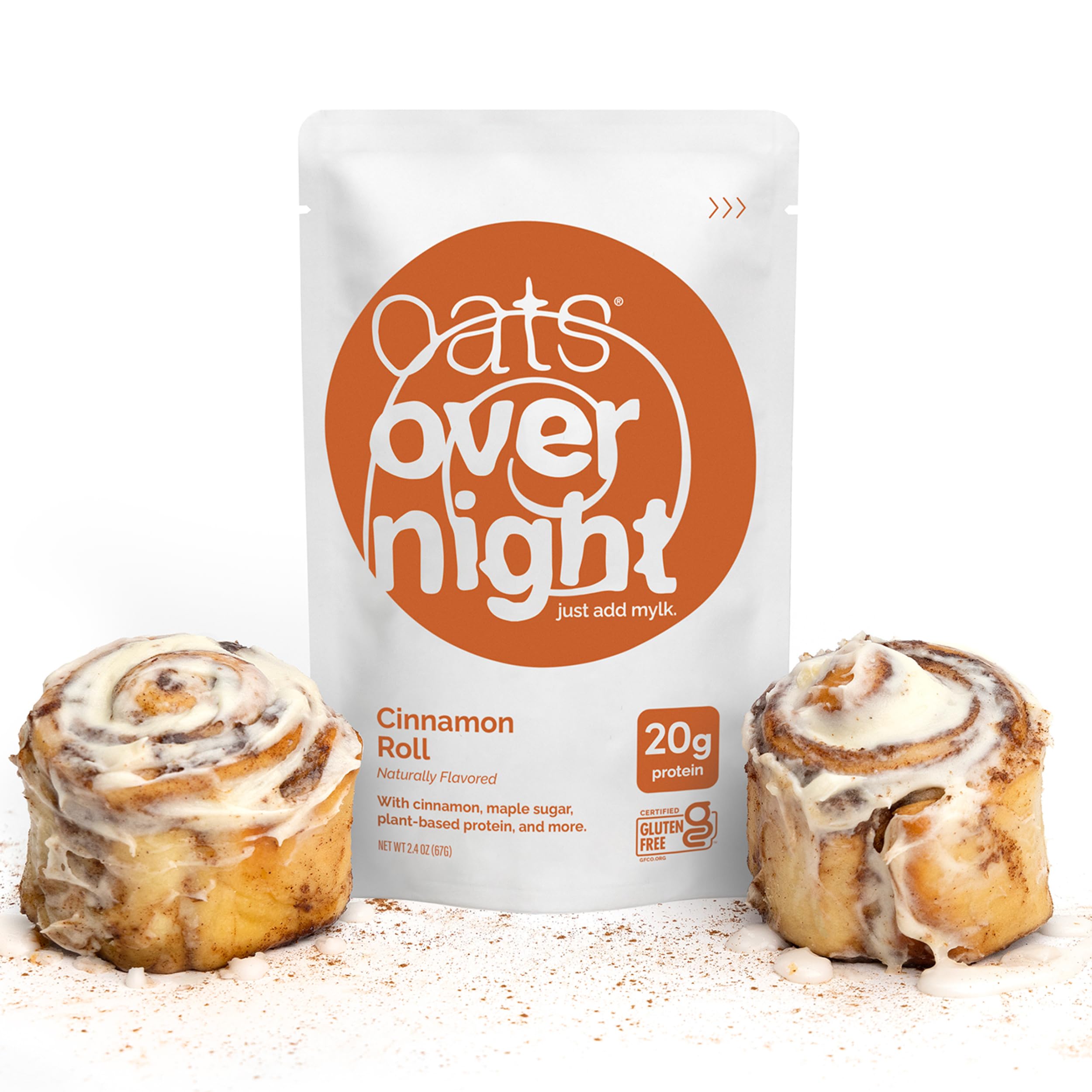 Oats Overnight nutrition label and certifications showing gluten-free and non-GMO benefit