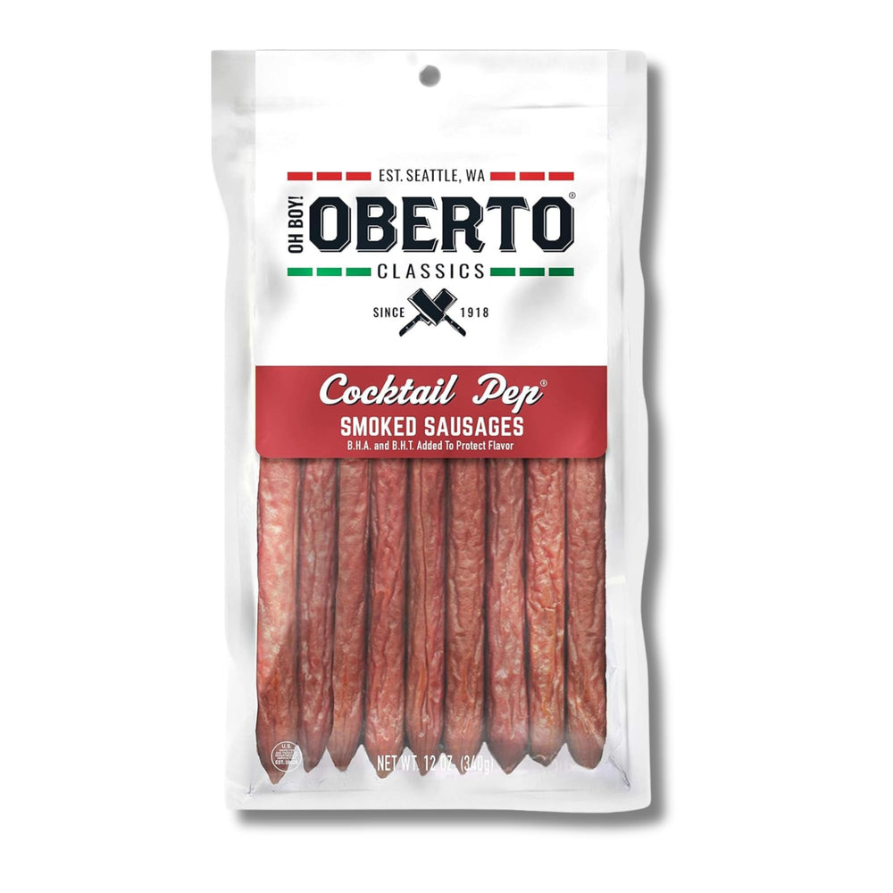 Oberto front packaging showing 12oz bag and brand for shelf visibility benefit