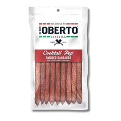 Oberto front packaging showing 12oz bag and brand for shelf visibility benefit