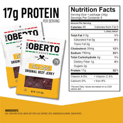 Close-up of Oberto jerky texture emphasizing lean, thin-cut chew