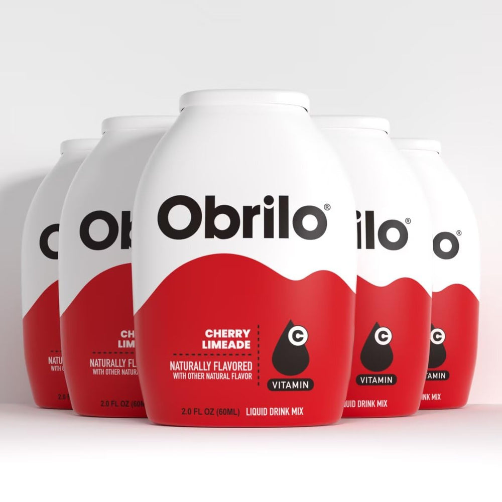 Obrilo front packaging showing cherry limeade flavor and benefit of zero sugar
