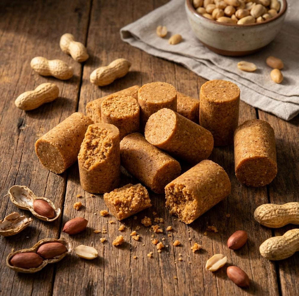 OCA ingredients shot with peanuts stressing simple three-ingredient benefit