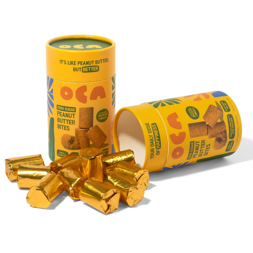 OCA pack in hand demonstrating portable snack convenience and protein boost