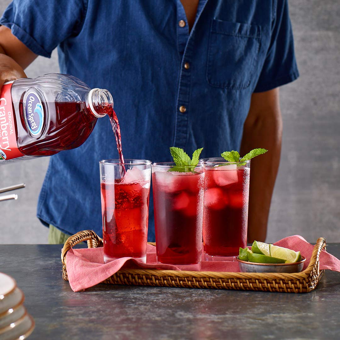 Ocean Spray juice being poured over ice highlighting refreshing taste and mixability