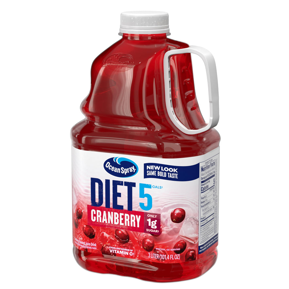 Ocean Spray bottle beside common items to show large 101.4 fl oz scale