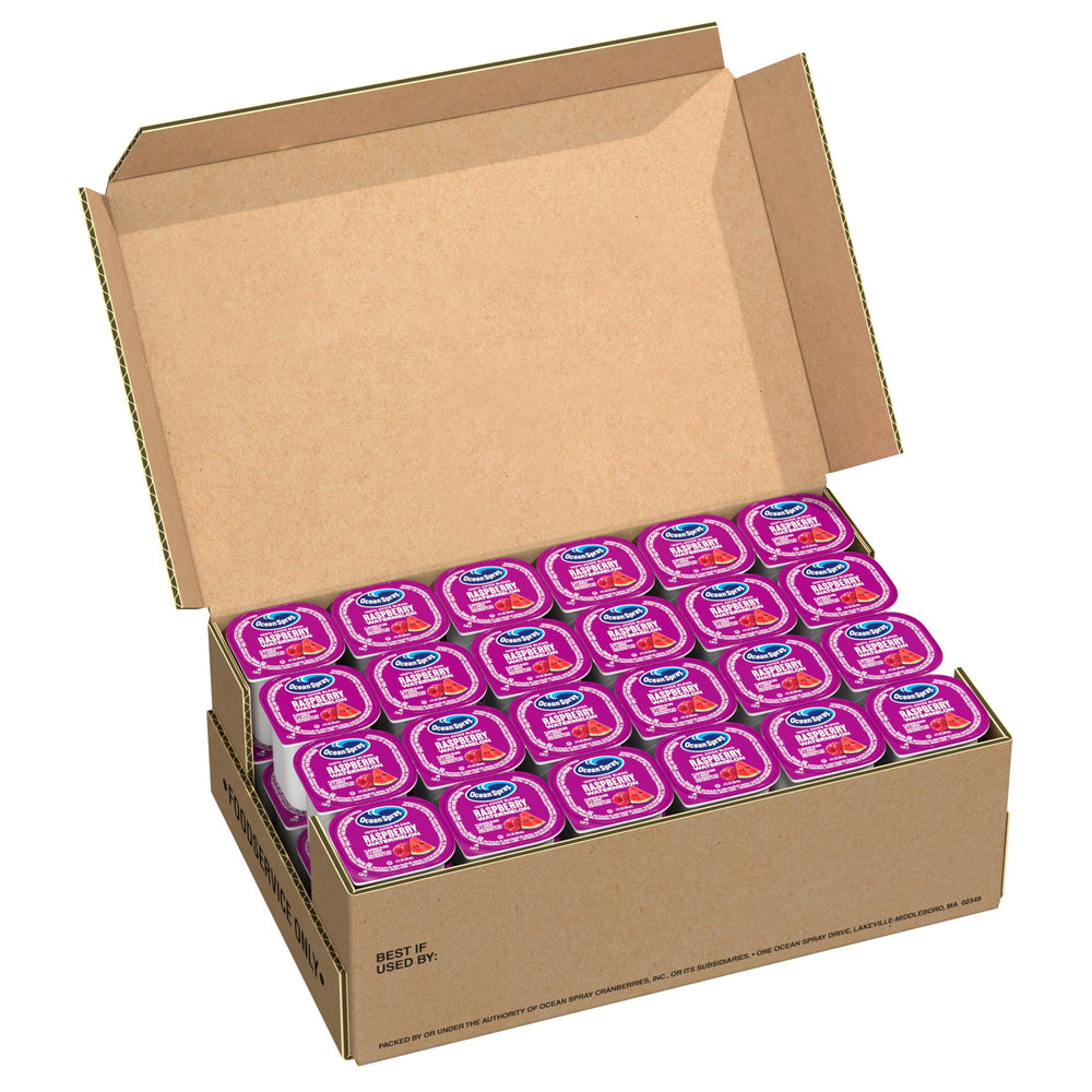 Ocean Spray front packaging showing 48-count cups and bright branding for easy storage