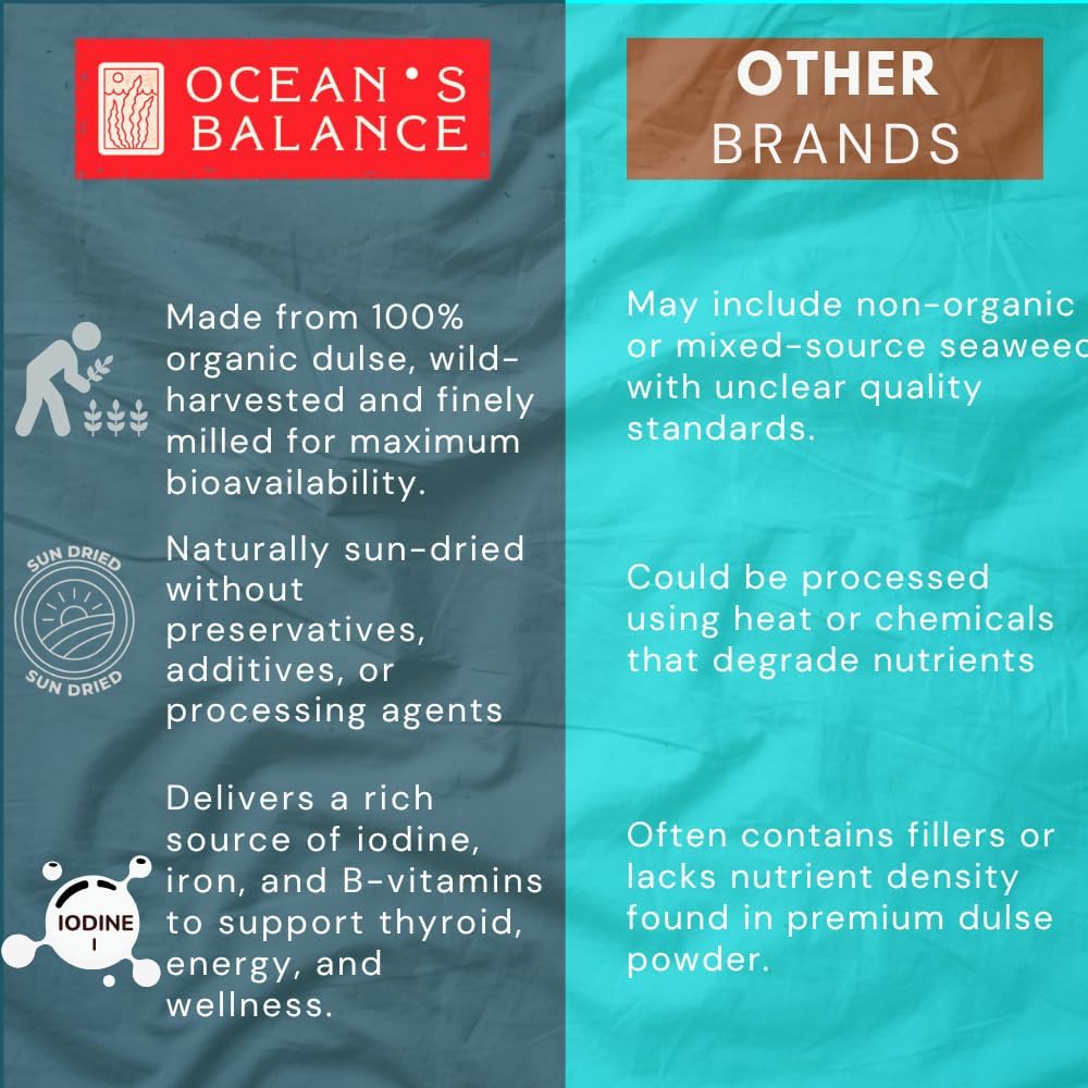 Ocean's Balance dulse powder stirred into soup enhancing savory depth