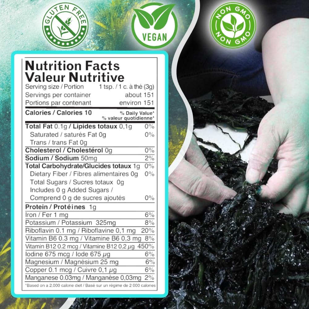 Ocean's Balance jar open revealing red dulse powder for easy seasoning