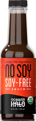 Ocean's Halo front bottle view showing organic soy-free sauce and easy-pour benefit
