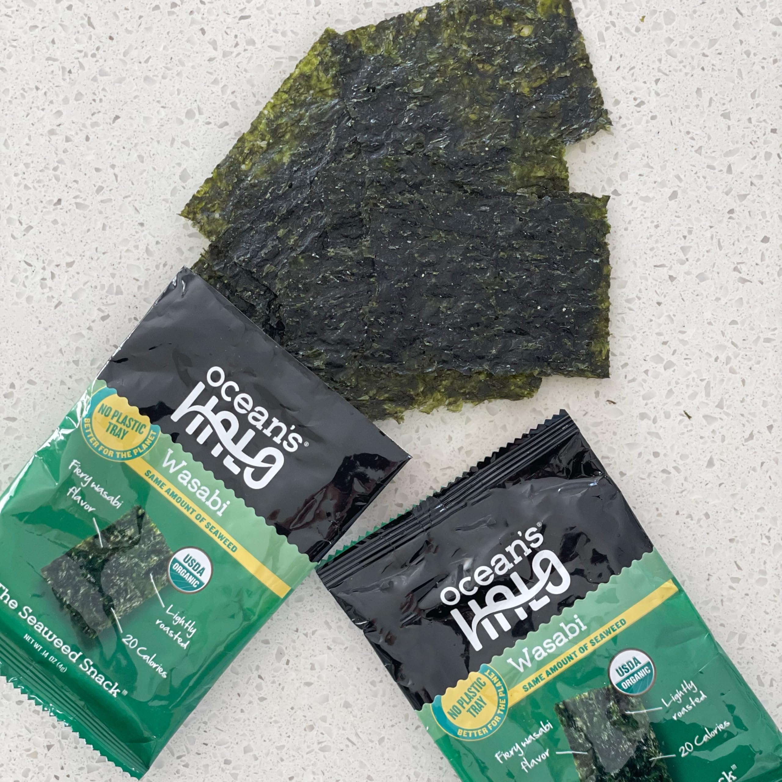 Ocean's Halo snack held in hand showing portable size and convenient grab-and-go benefit