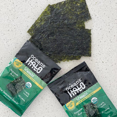 Ocean's Halo snack held in hand showing portable size and convenient grab-and-go benefit