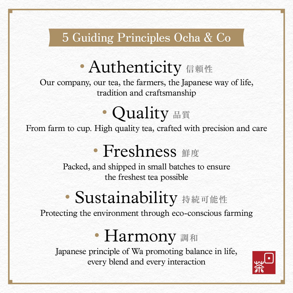 Ocha & Co. label with organic certification showing origin transparency and trust benefit